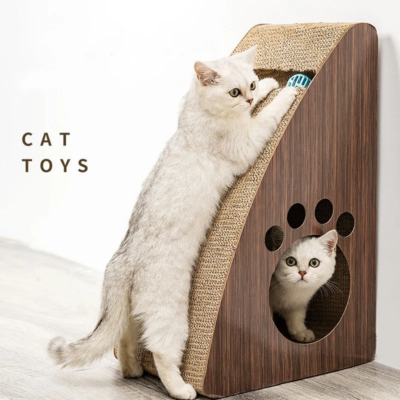Creative Combination Cat Scratching Board No Crumbs Corrugated Paper Cat Scratching Toy Vertical Cat Scratcher With Bell Ball