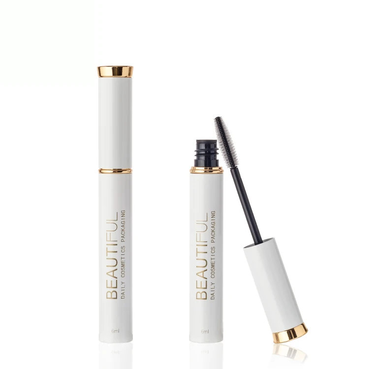 6ml empty matte white metal/aluminum mascara tube with and shiny gold top,empty mascara bottle,empty mascara container