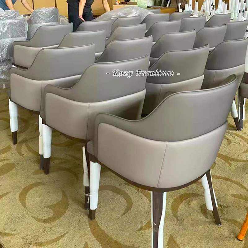 Factory Hot Sales Modern Design Style Metal PU Leather Dining Chair