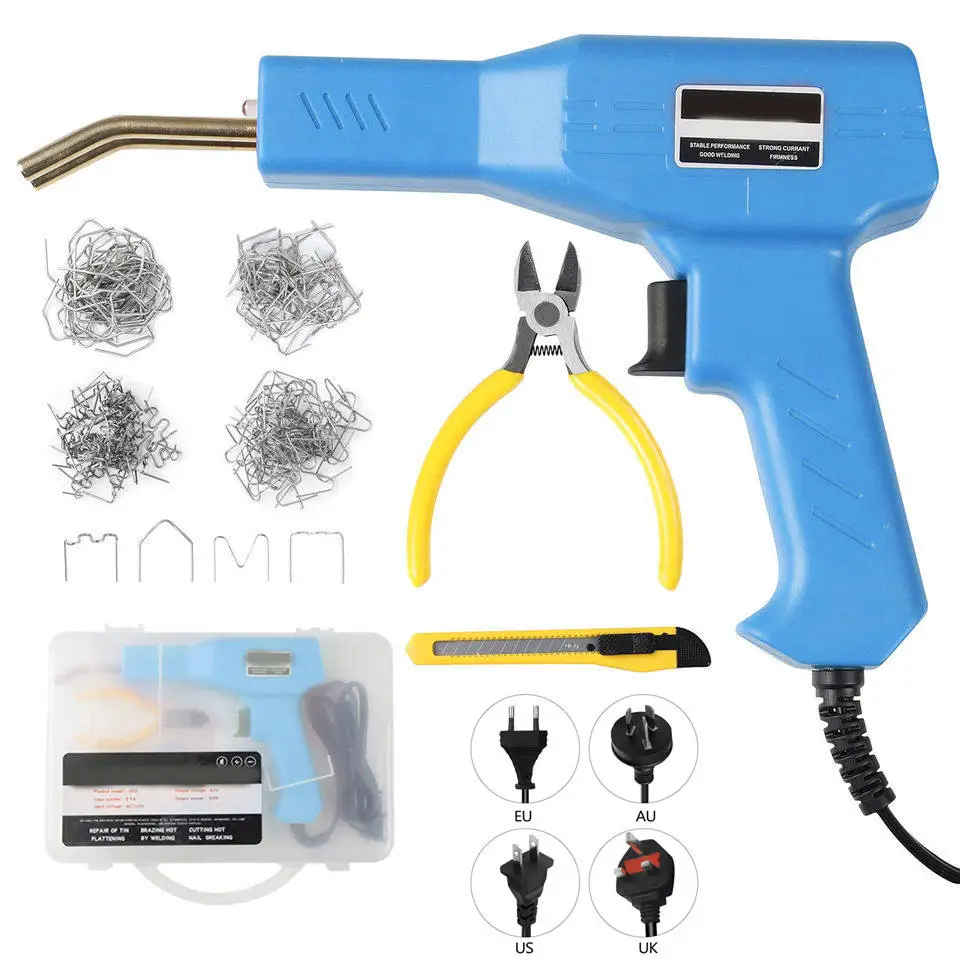 50W Plastic Weld Gun Portable Portable Plastic Welding Repair Kit Car Bumper Welder Machine 200Pcs Staples