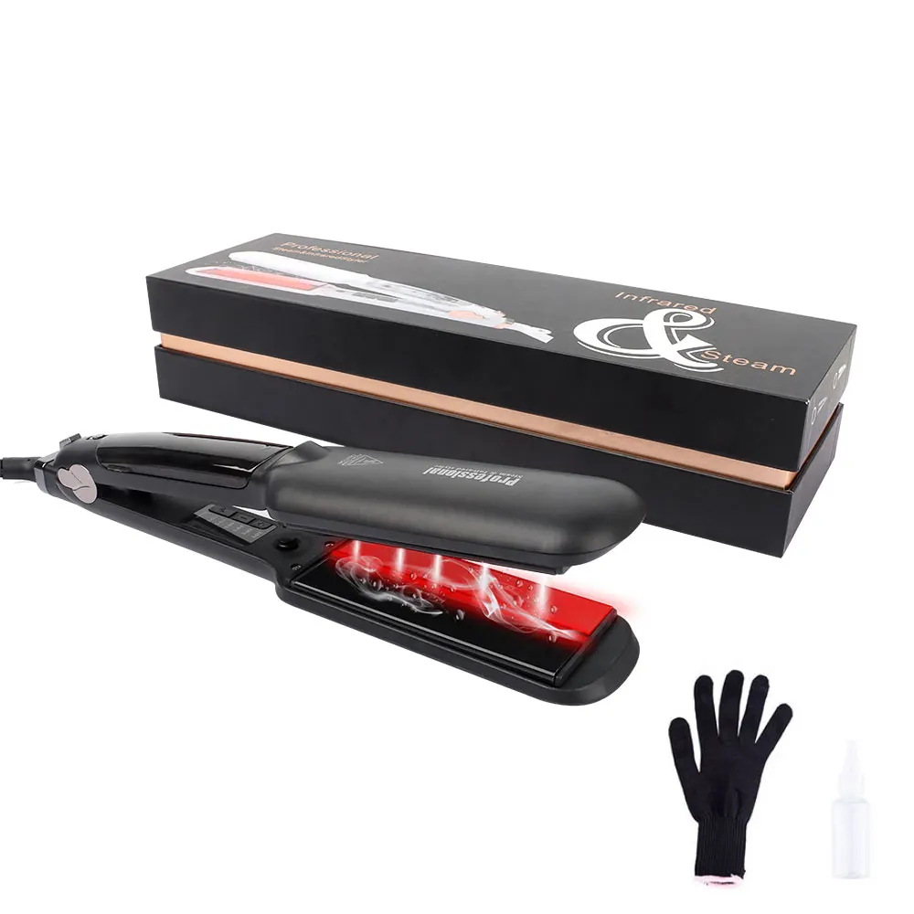 Professional Steampod Plancha Infrarojo Cabello 2 inch Wide Tourmaline Ceramic Plate Infrared Flat Iron Hair Straightener