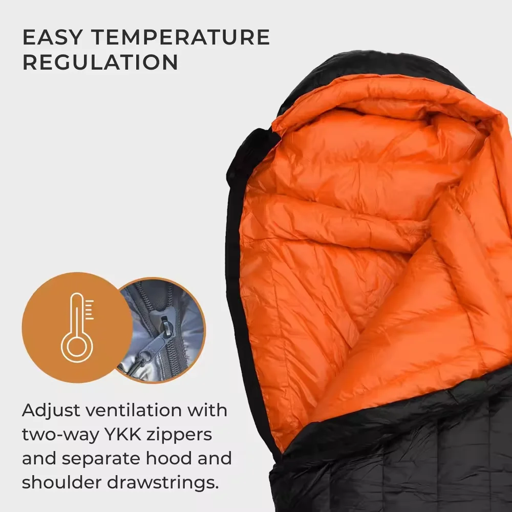 Waterproof Adult portable Winter thickened outdoor hiking four season backpack durable Mummy sleeping bag
