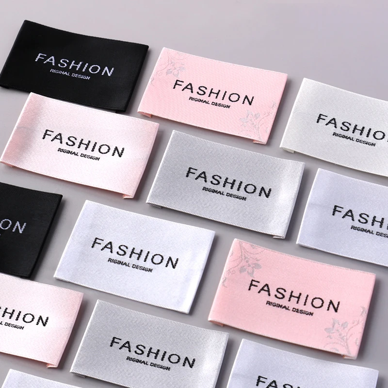 Custom Printing Brand Logo Satin Clothing Woven Label Soft Wash Garment Label For Clothes