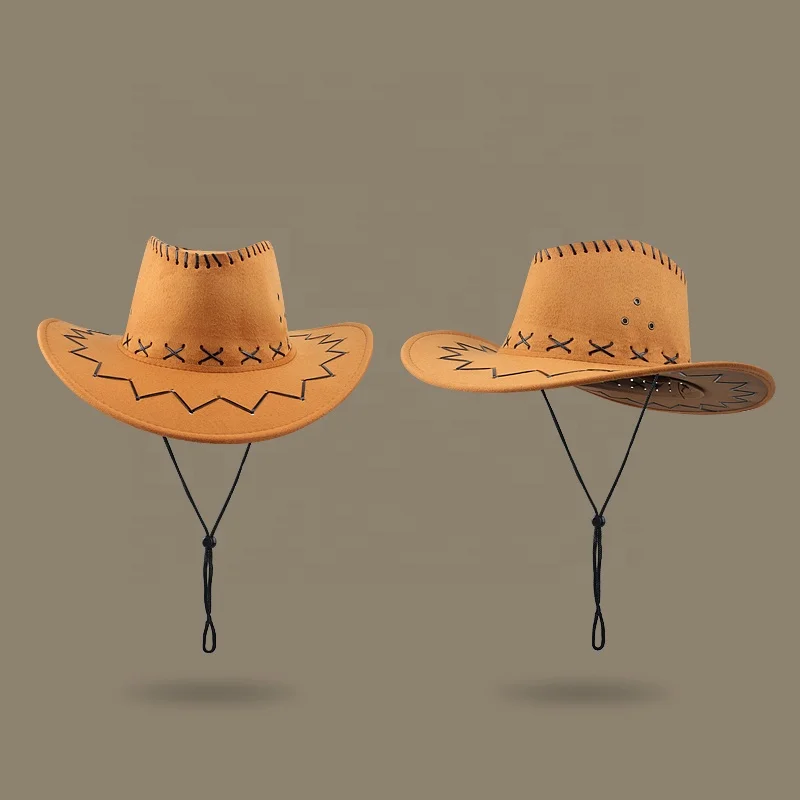 High quality Custom logo suede cowboy hat Outdoor caps Sun Protection cap wholesale pink cowboy hats gorras