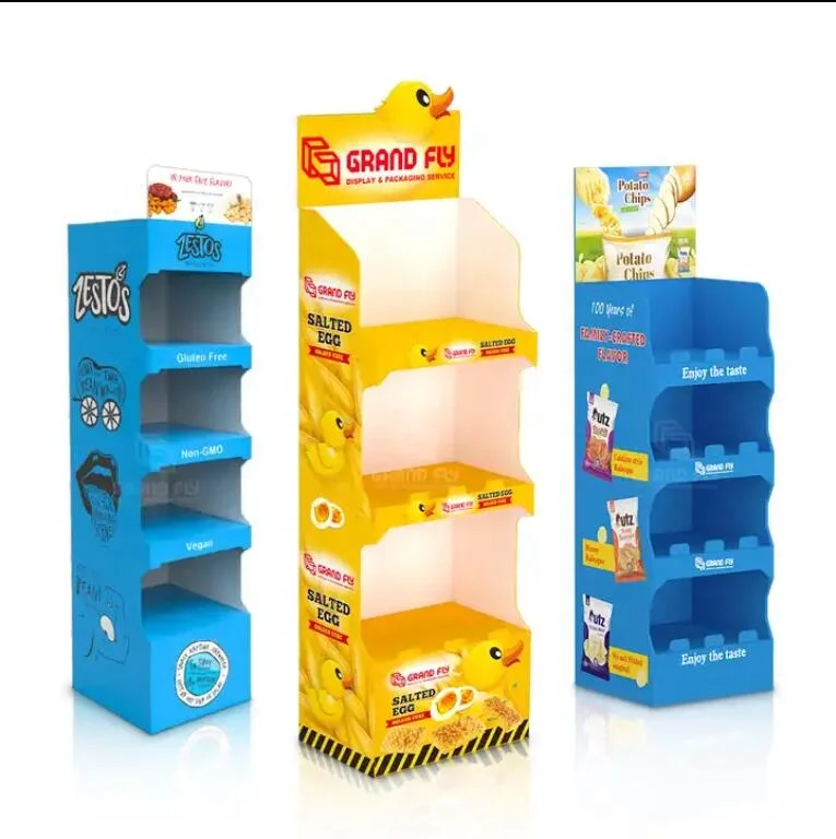 Customized Wholesale Supermarket Cardboard Display Stand for Snack and Beverage