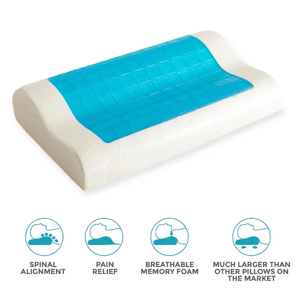 Kingworth Memory Foam Bed Cervical Orthopedic Neck Rest Visco Cool Memory Foam Cooling Pillow With Gel