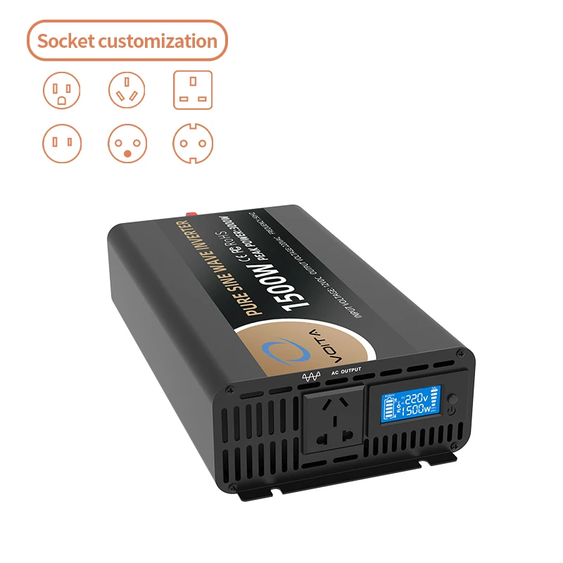 Войта 1500 Вт Чистая синусоида Инвертор 3000 Пиковая мощность DC12v 24v 48v постоянного тока до 110vac 220vac