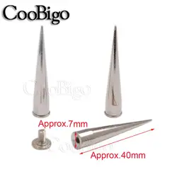 7*40mm Screwback Spike Cone Studs Rivet Nail Metal Bullet DIY Shoes Bag Belt Garment Punk Leathercraft #GZ025-40+B6S