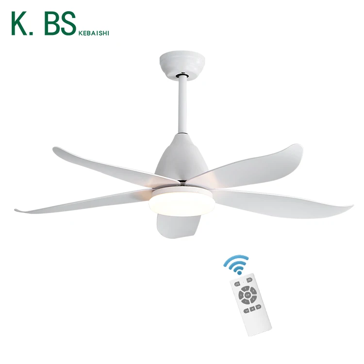 Natural Style Fancy Iron ABS 5 Blades Decorative Indoor 47 Inch Remote Control Big Ceiling Fan With Light