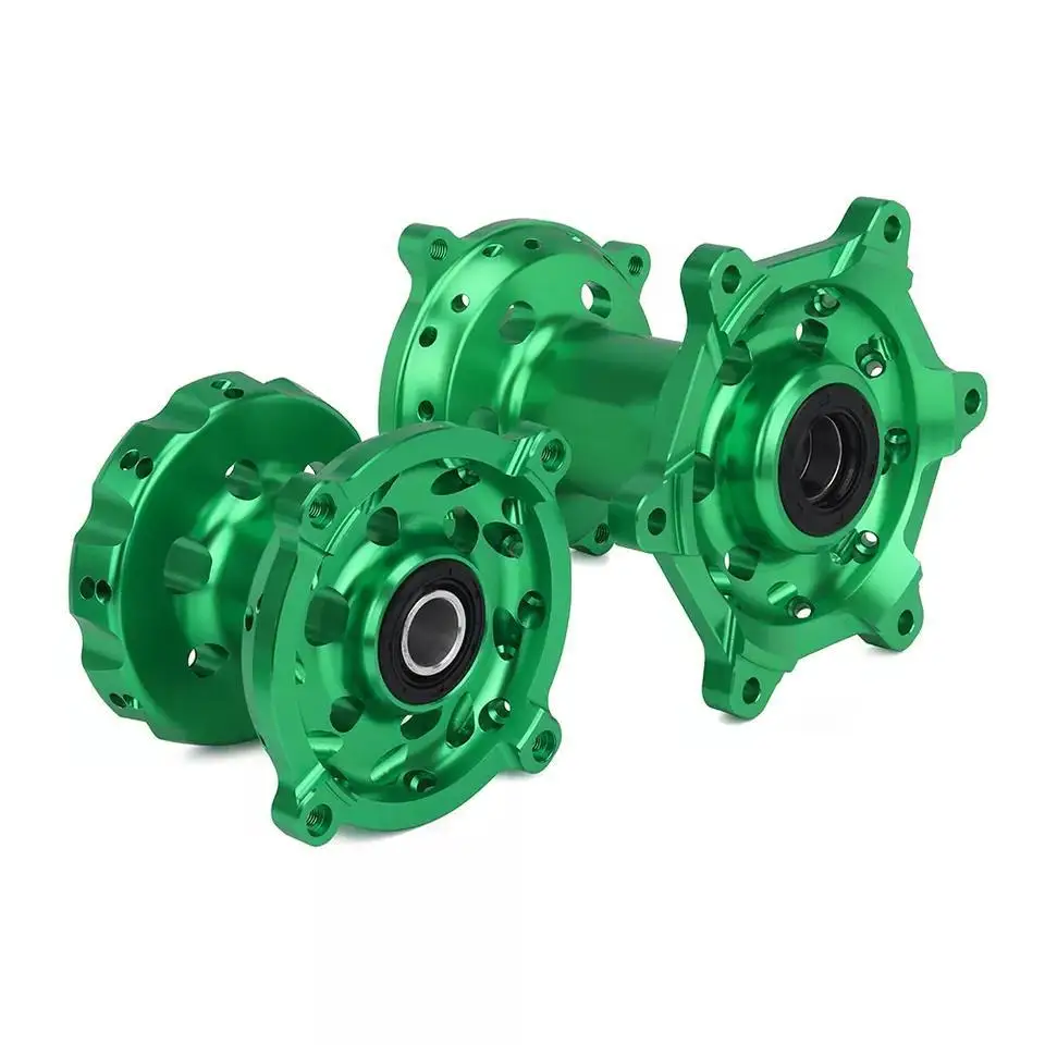 Motorcycle CNC Green Front Rear Wheel Hubs Set For KX250 06-08 19-20 KX250F KX450F 06-18