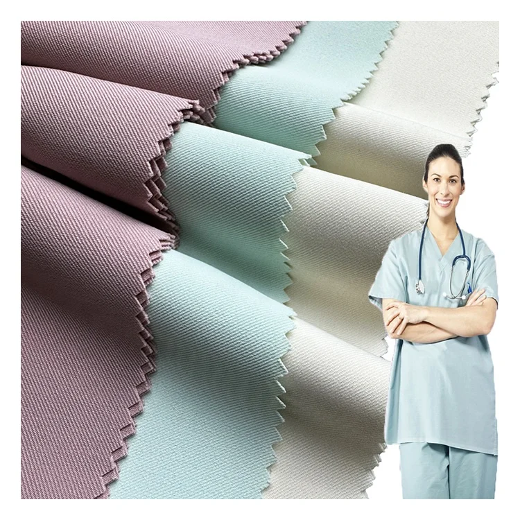 hospital woven twill Polyester Spandex Scrub Fabric For medical uniforms