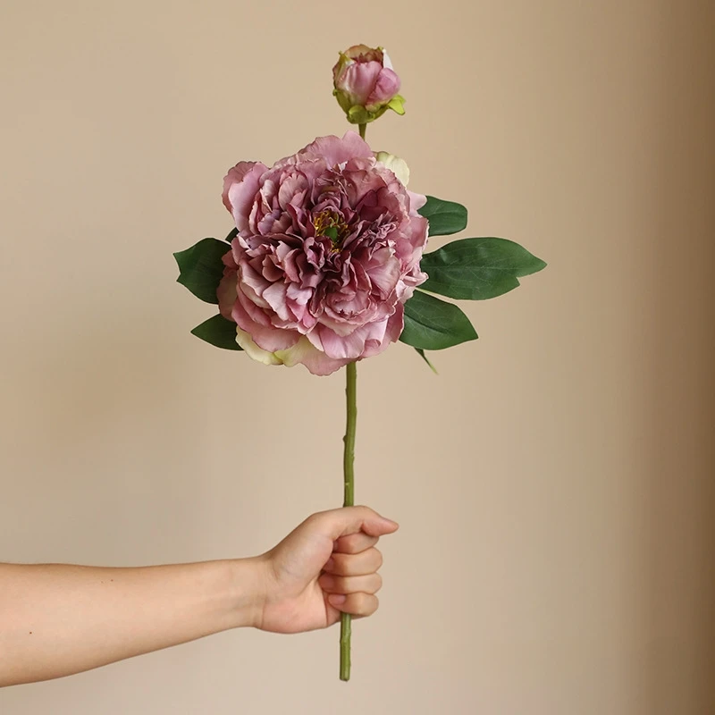 SEASON 2 Heads Peony Burnt Edge Artificial Flower for Home Table Decoration Single Silk Flowers Real Looking Peonies Flower