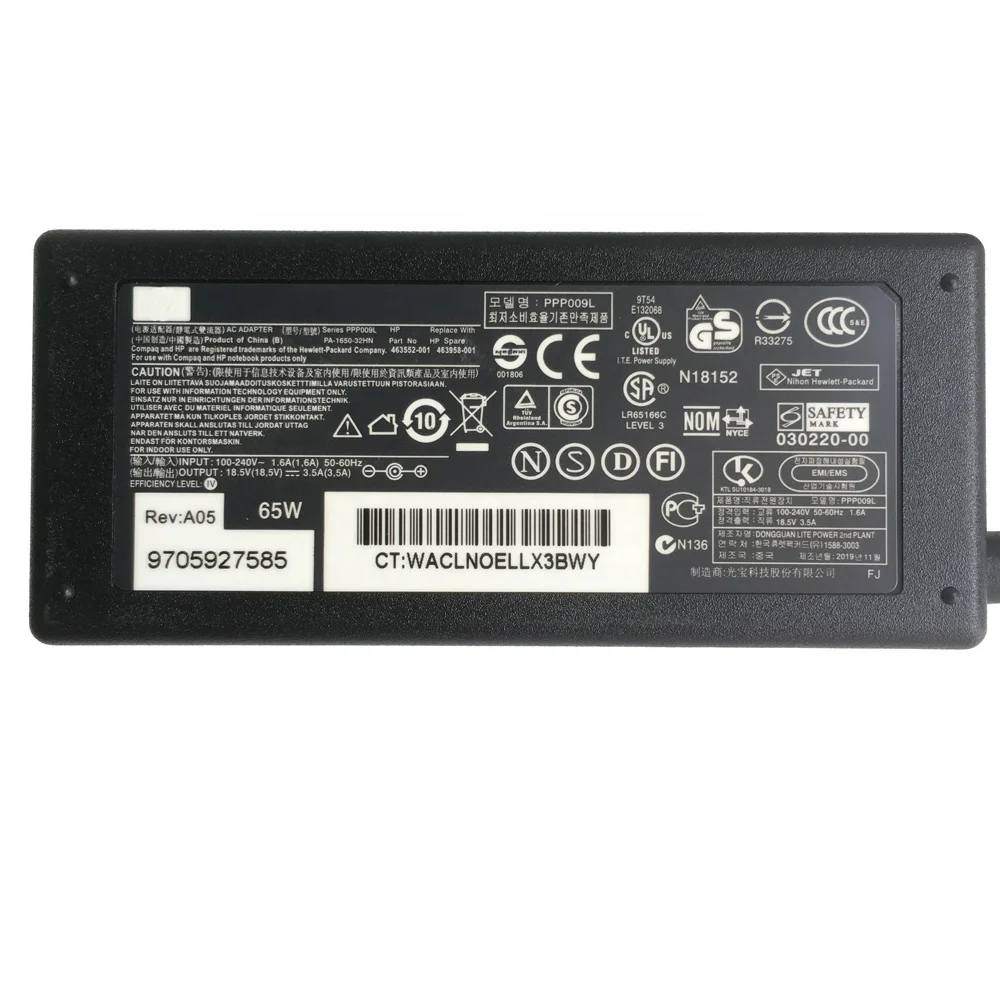 65W 18.5v 3.5a ac adapter For HP Laptop charger big pin