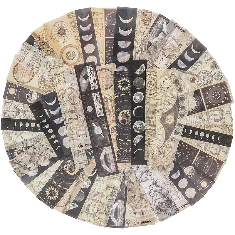 40pcs Vintage Astronomy Washi Stickers Decorative Space, Planets, Galaxy, Sun & Moon, Antique Maps Planner Sticker For Scrap