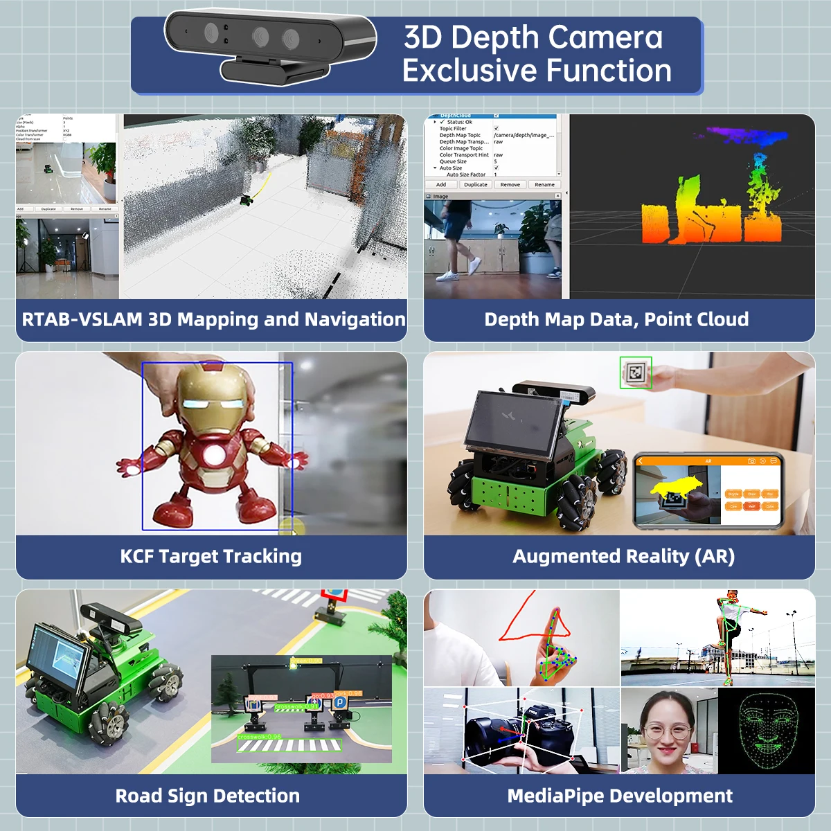 Робот ROS2 JetAuto с камерой лидаром поддержка 3D распознавания видения отслеживание отображение навигация автономное вождение