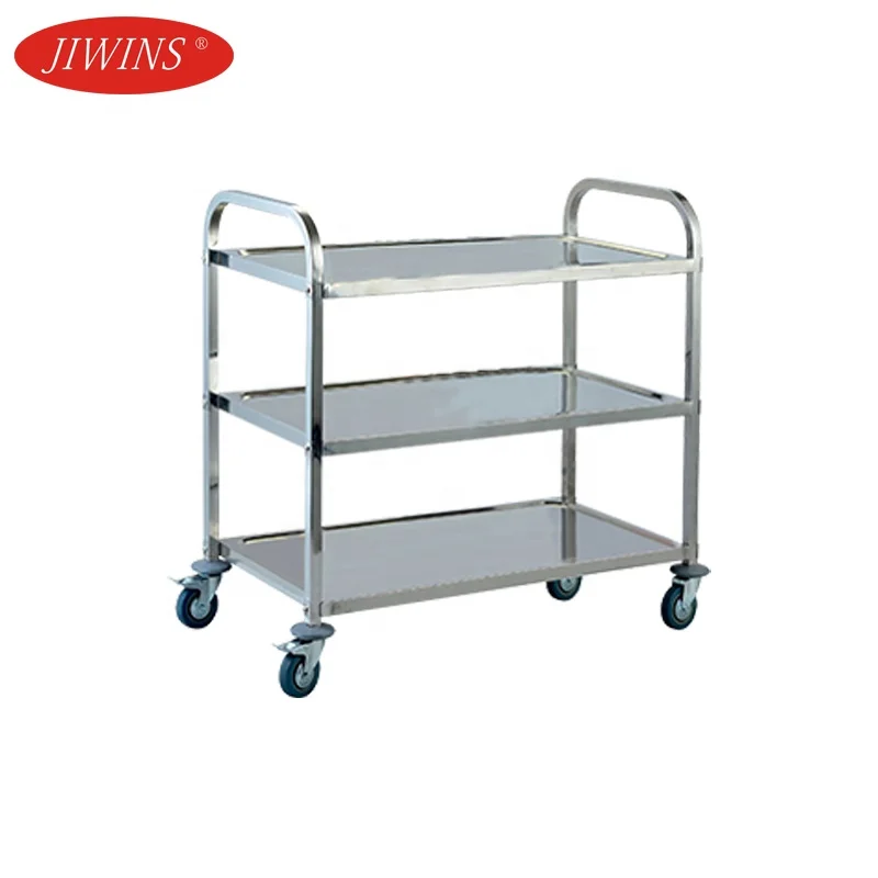 S/S Jiwins Mobile Cart Trolley commercial restaurant 3 Tier Stainless Steel Kitchen Trolley 2 Tier good price S/S Service Cart