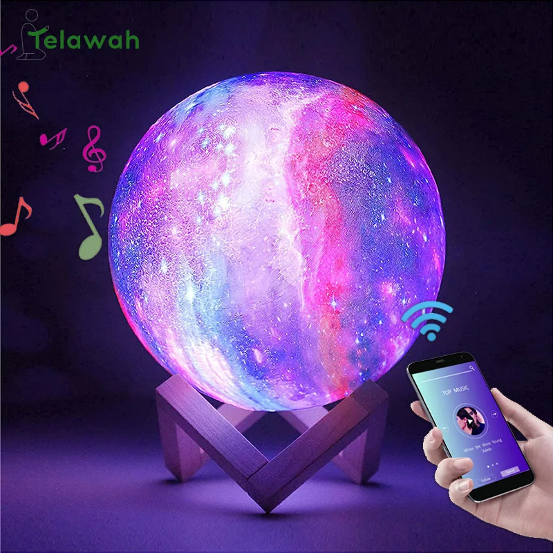 Hot Sale 3D Moon Lamp 16 Colors Moon Light With Remote Control USB Rechargeable LED Night Light Speaker Children Bedside Light