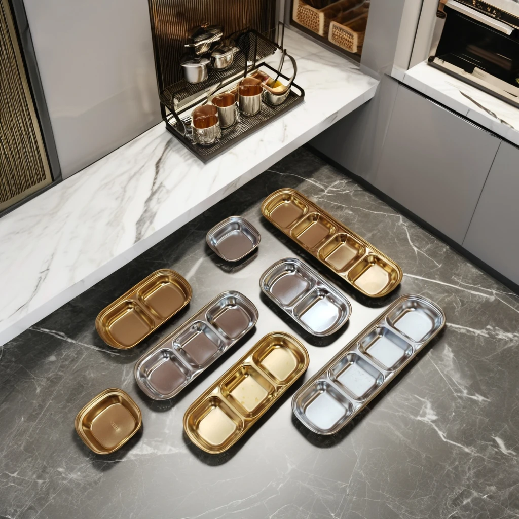 Korean 2 3 three compartment sauce dish set rectangle soy sauce dish 2 compartment seasoning dish Home kitchen promotion