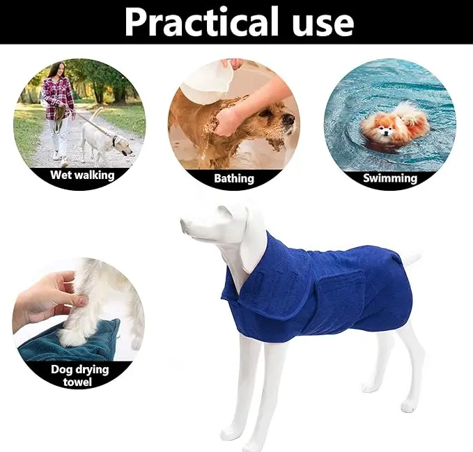 Pet Absorbent Quick Drying Hooded Bathrobe High Quality Super Fiber Thickened Bath Towel for Cats and Dogs