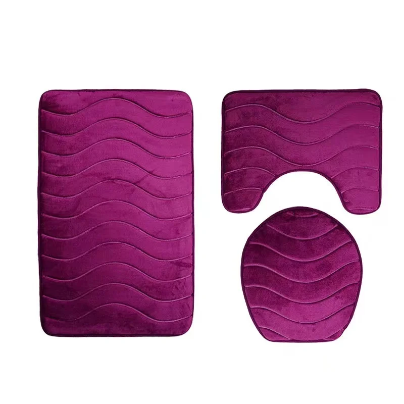 Memory foam Bathroom PVC Material Foot Scrubber Non Slip Shower Mat Bath Mat with Suction Cups set