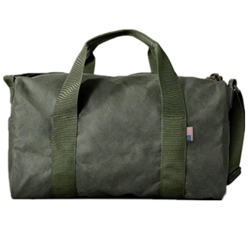 Foldable Army Green Waterproof Large Capacity Handbag Carry On Flight Travel Shoulder Bags Waxed Canvas Duffel Bag With YKK