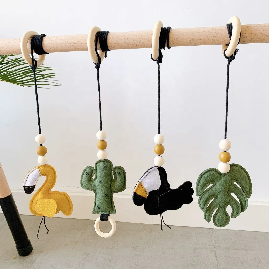 Baby Wooden Fitness Frame Hanging Felt Baby Gym Play Toys Newborn Baby Toys Shower Gift