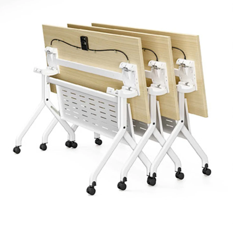 Folding training table with wheels