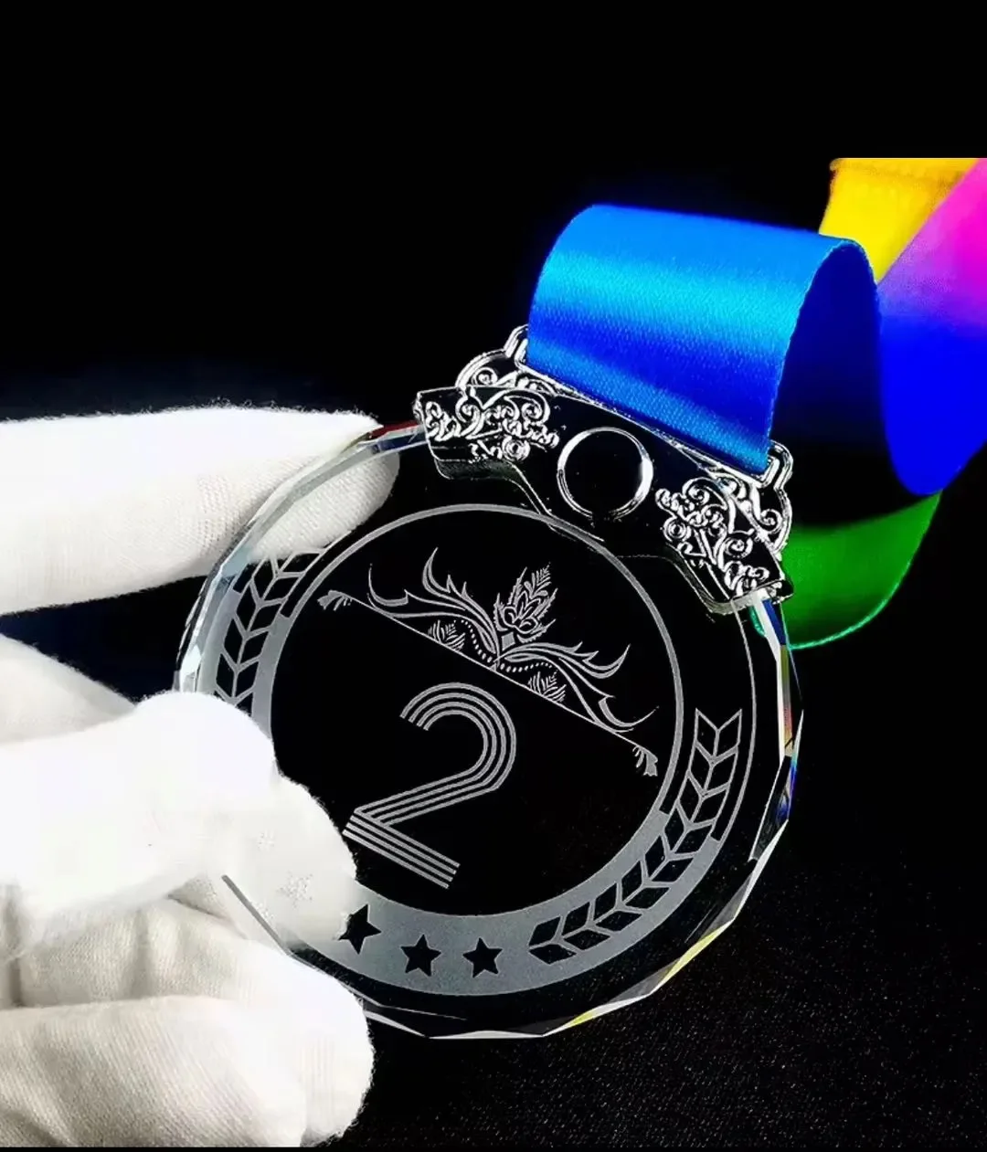 MH-NJ0165 Personalized Gold Silver Bronze 5cm 6cm 7cm 8cm Round Custom High End MVP Crystal Sports Medal