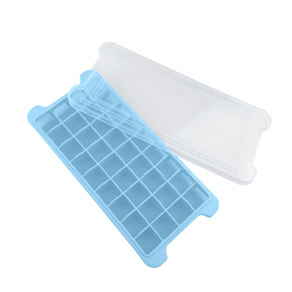 Eco-friendly Silicone Ice Cube Maker Molds with Lid, Flexible Ice Cube Trays with Lids
