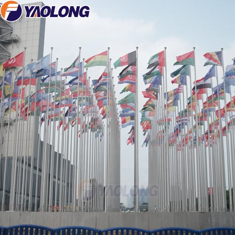Yaolong 40M 50M 60M 100M 304 316 Stainless Steel Outdoor Electric Operated Flag Pole Aluminum Alloy Giant Flagpole