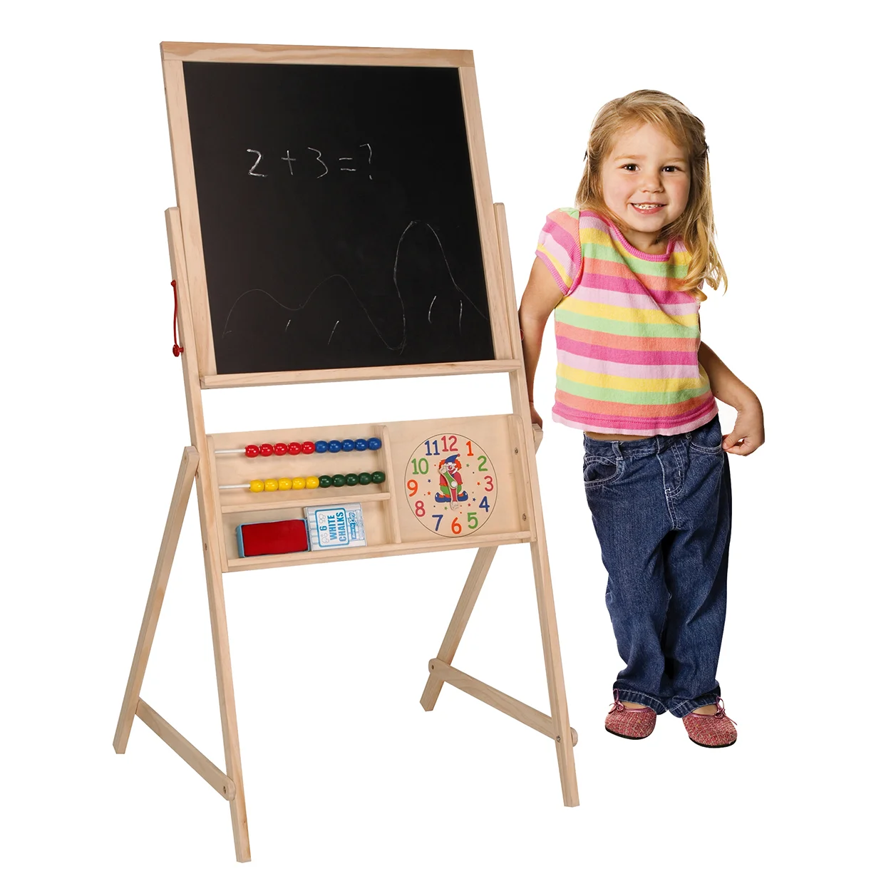 Kids Toys Multifunctional Educational Toys 2 in 1 Wooden Double Face Chalkboard Toy