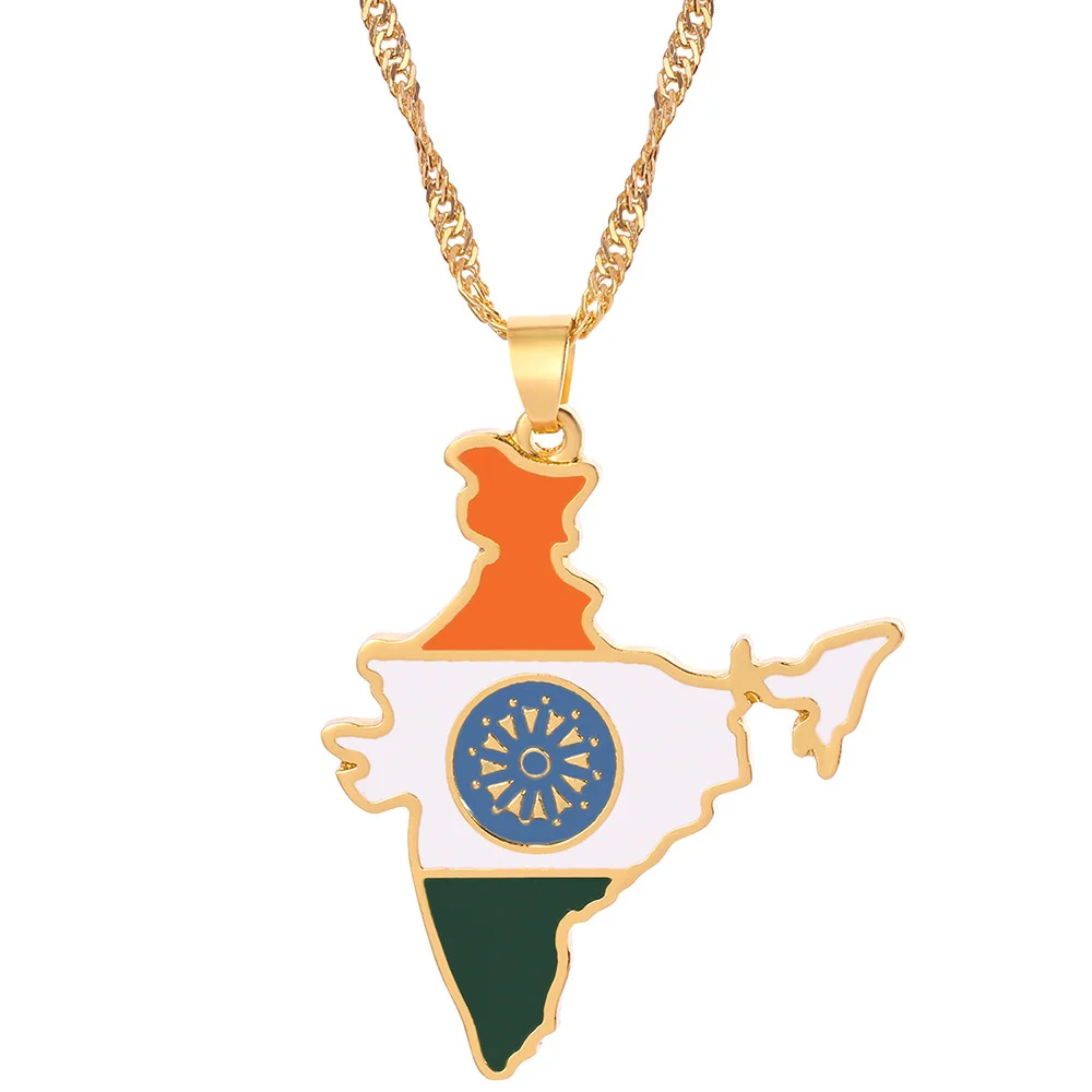 Best Selling World Map And National Flag Creative Jewelry Necklace Wholesale Factory Sales Alloy Pendant World Map Necklace