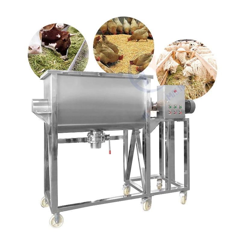 250kg Batch Soil Wet Feed 2 Ton Ribbon Blender 1 Ton Horizontal Poultry Animal Feed Cattle Feed Mixer