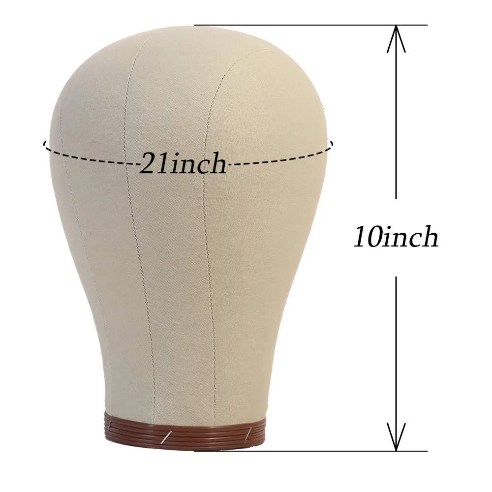 Wholesale 21 Inch Canvas Wig Head,Manikin Canvas Head Block Set for Wigs Making Display with Wig caps,T Pins DIY Set