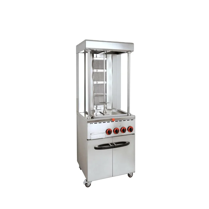 
Free Standing Automatic Kebab Grill Vertical Rotisserie Gas Shawarma Machine with Cabinet 