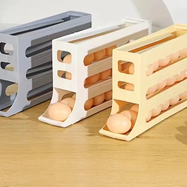Slide Egg Storage Box 4-storey Ladder Type Egg Box Storage Refrigerator Side Door Large Capacity Automatic Egg Roller