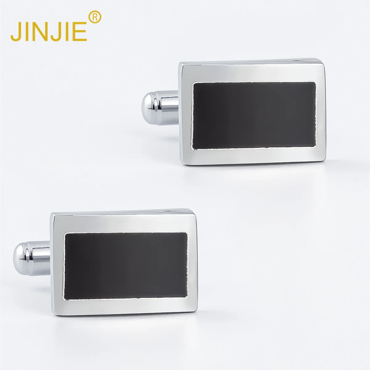 JINJIE Ready to Ship China Factory Cheap Low Price Blank Black Enamel Metal Cufflinks for Men Wholesale