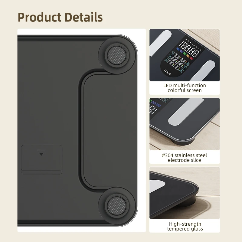 Personal Free OEM Smart Scales Colorful Screen LED Smart Scale New Design Customized Human Weighing Scale With Battery Free