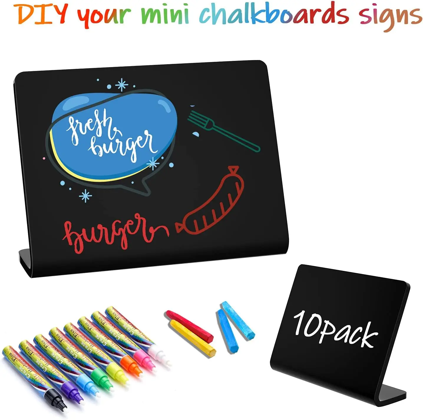 Mini L Shape Chalkboard Signs for Food Chalkboard Small Black Chalk Board Food Labels Chalked Name Tags Party Buffet Tables
