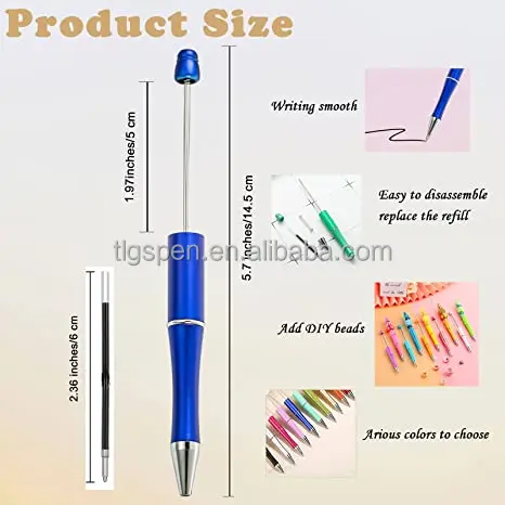 Hot Selling Ballpoint Pen Decorative Beaded Gift Beaded DIY Plastic Ballpoint Pen with Crystal Diamond