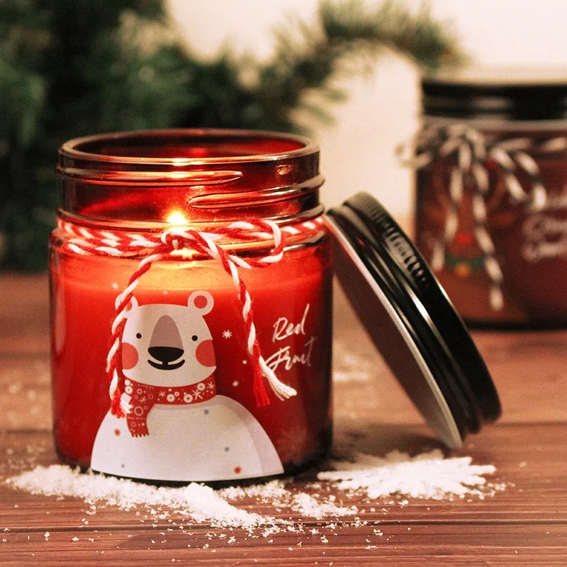 RAINCOAST Christmas Style Glass Candle 150g Private Label Soy Wax Scented Candles