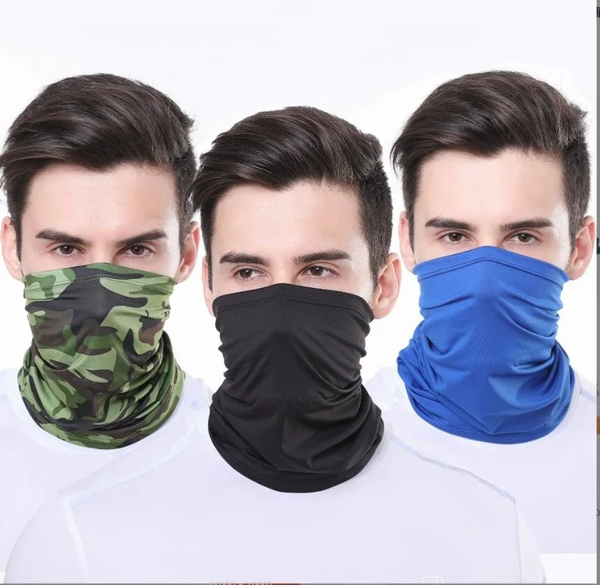 Hot sell Polyester camouflage black blue customized  face cooling  tube bandana scarf for men custom with logo para hombre
