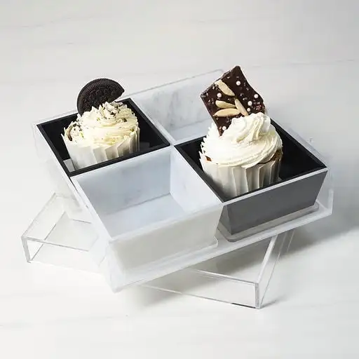 High Quality Clear Food Box Tray 4 Sectional Custom Acrylic Trays