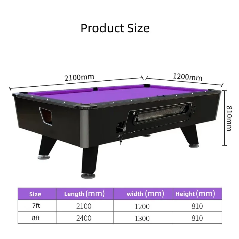 Direct Factory Best Sales Customized Coin-Operated Pool Table 7 Feet 8 Feet Club Bar Sport Game Tables  Indoor Outdoor