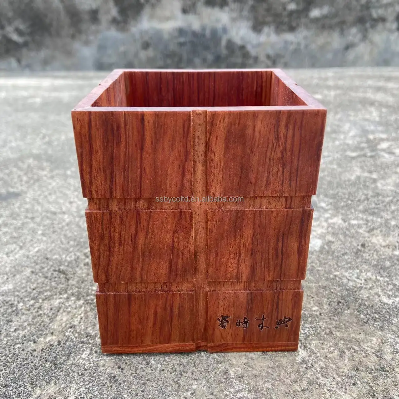 Popular Square Storage Wood Pen Holder Desk Organizer for Pen Stationary