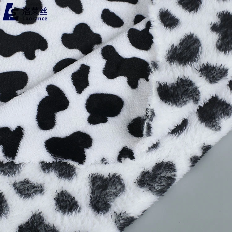 black and white cow design fabric double sided blanket fabric 100% polyester flannel