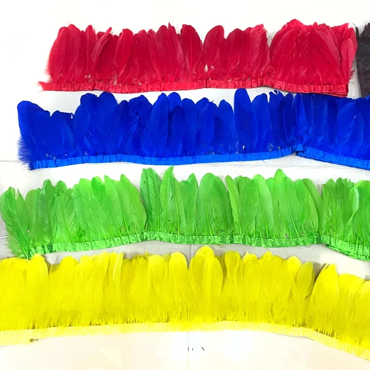 Top quality 15-20 cm carnival plumes feather gold goose feather trimming for party dress decoration