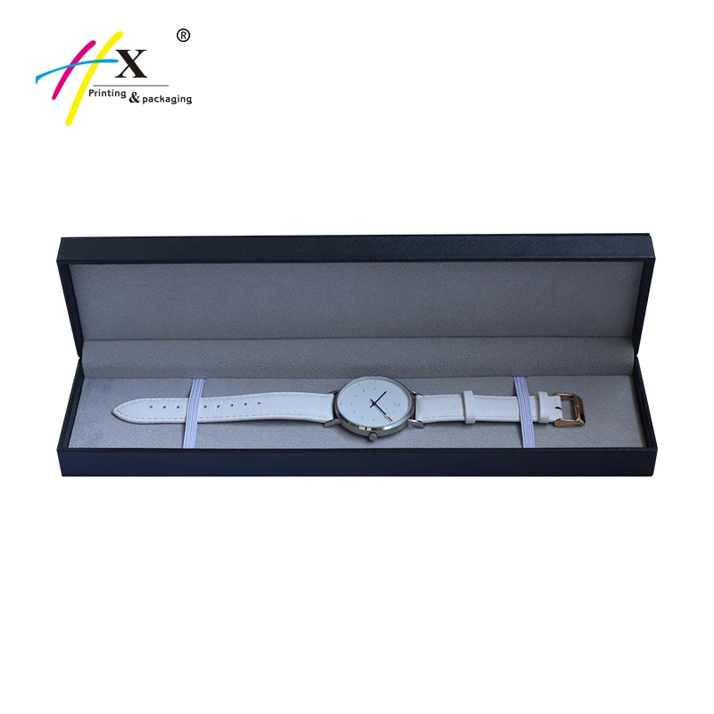 New Product Customized Gray Velvet Lining Set Jewelry Boxes Luxury White Stitching Black Watch Packaging Box With Unique Logo