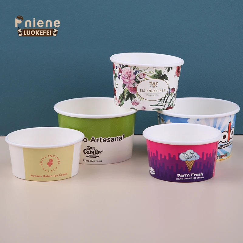 3oz 4oz 5oz 6oz Recyclable Compostable Single Wall Ice Cream Cup Paper Disposable Take Away Small Pink Ice Cream Cup