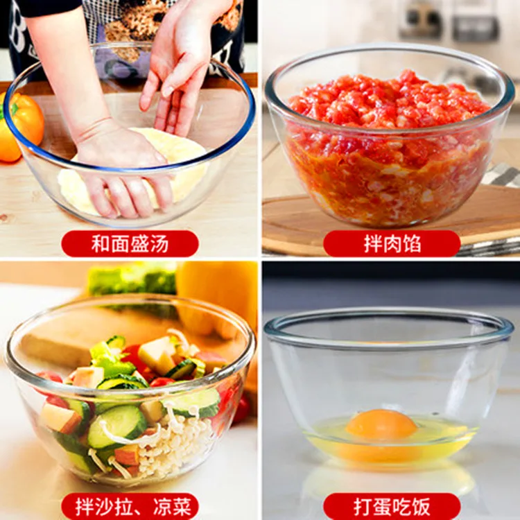High Borosilicate Microwave glass salad bowl Mixing Bowls Set for Kitchen Baking Prepping Serving and Storage